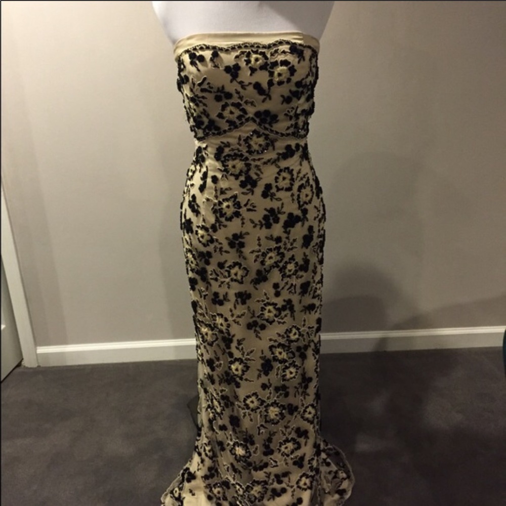 Beaded strapless full length gown